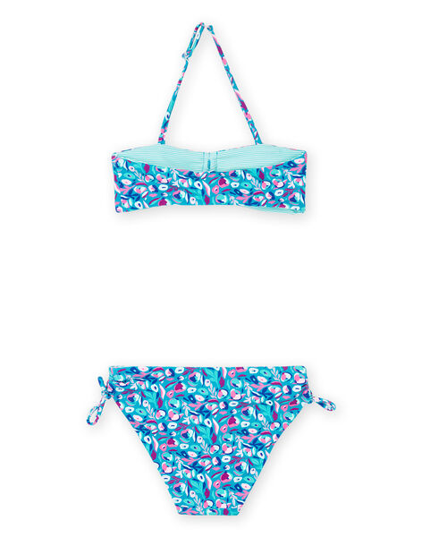 Haut de maillot de bain et culotte turquoise à imprimé fleuri RYABIK3 / 23SI01R4MAIC217