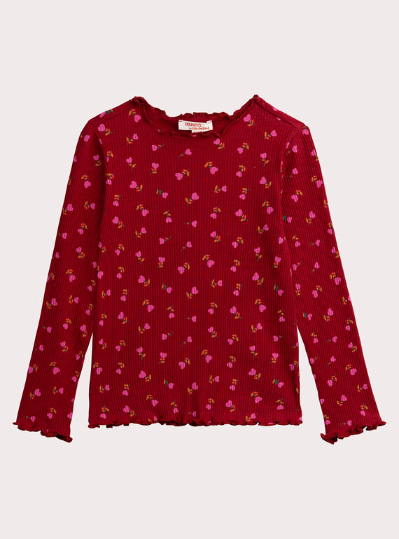 T-shirt imprimé fleur cœur pour fille VAJOUTEE3 / 24W901J2TMLF529