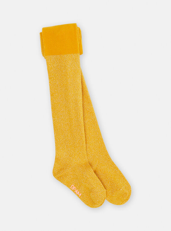 Collants jaunes en lurex bébé fille SYIJOCOLU3 / 23WI09M2COLB101