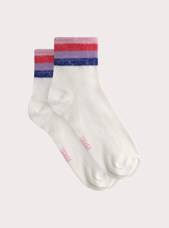 Chaussette écrue pailletée multicolore pour fille WYAKACHO2 / 25SI01J5SOQ001