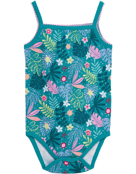 Body Bebe Fille A Bretelles Turquoise Soldes Bebe Dpam