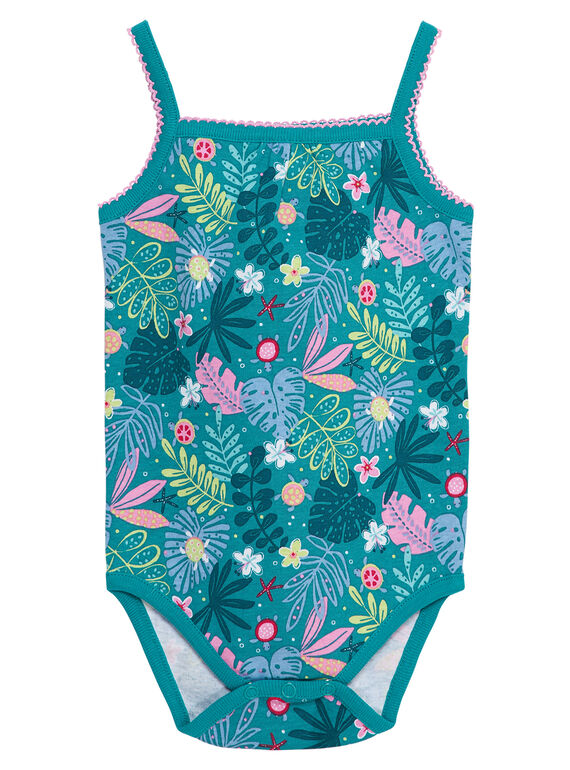 Body bébé fille à bretelles turquoise JEFIBODAOP2 / 20SH13V5BDL621