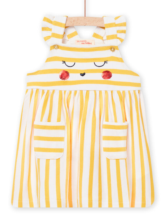 Robe à rayures jaunes animation lapin bébé fille NILUROB4 / 22SG09P2ROBB105