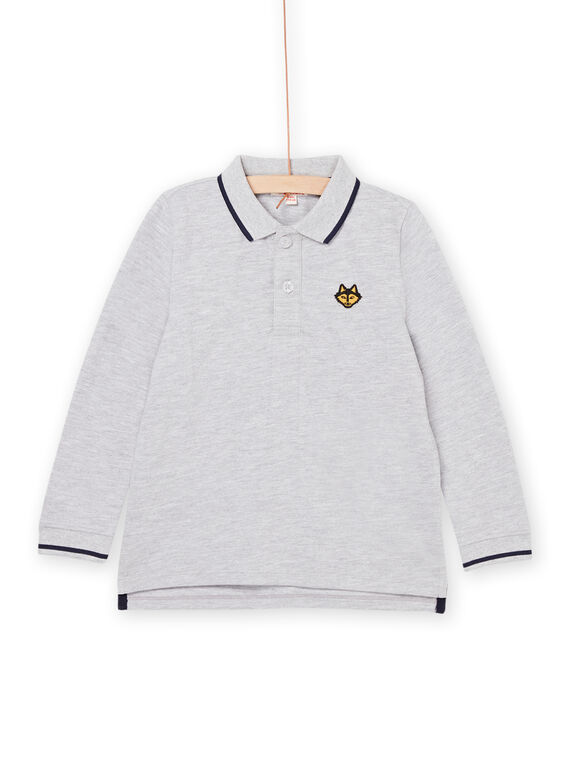 Polo gris chiné à motif tête de loup brodée POJOPOL3 / 22W902D1POLJ922