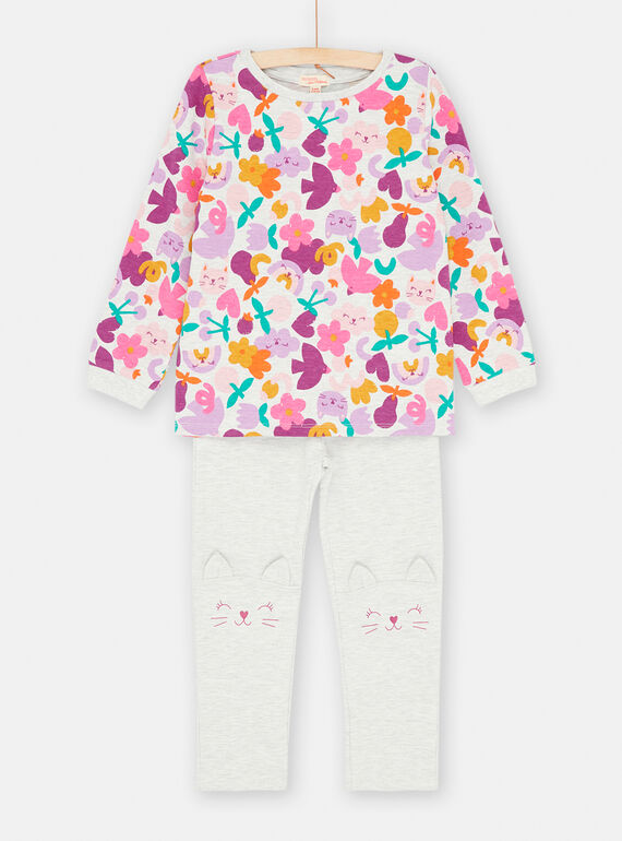 Pyjama gris à imprimé fantaisie fille SEFAPYJFRU / 23WH1141PYJJ920