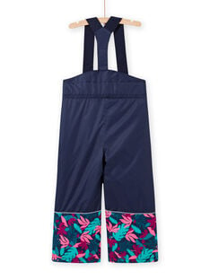 Pantalon de ski bleu marine imprimé feuillage enfant fille MASKIPANT / 21W901R1PTS070