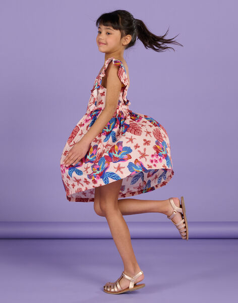 Robe Rose poudré à imprimé exotique Enfant Fille RAMUMROB3 / 23S901G2ROBD327