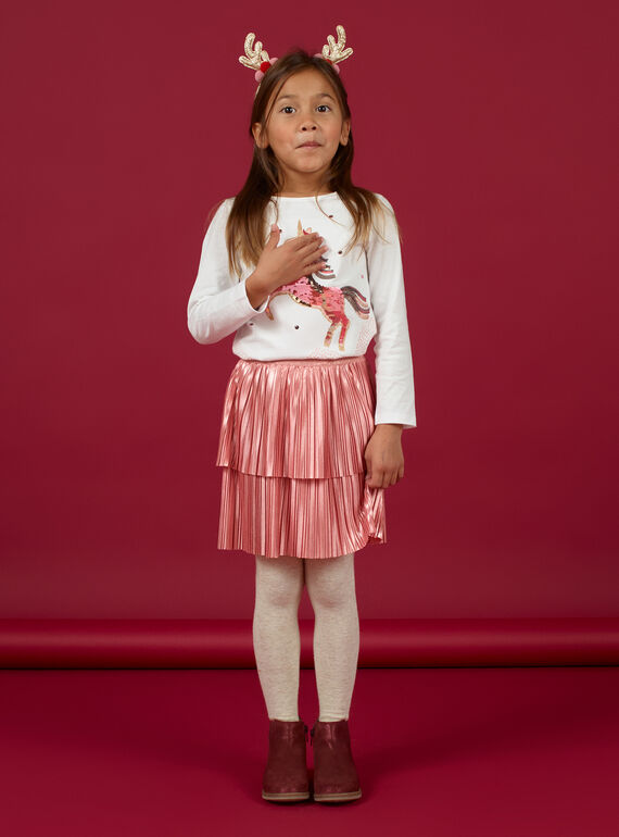 Jupe plissée métalisée rose enfant fille MANOJUP1 / 21W901Q2JUP303