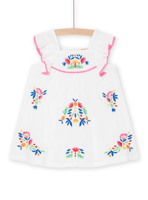 Robe blanche à broderies fleuries RIPOPROB2 / 23SG09X2ROB000