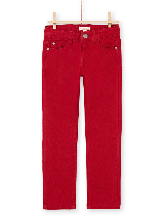 Jean uni rouge enfant garçon MOJOPAKNI3 / 21W90225PAN506