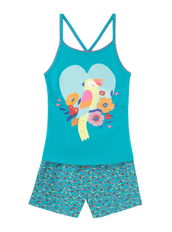 Pyjama court enfant fille turquoise  JEFAPYJ5 / 20SH11U5PYJ621
