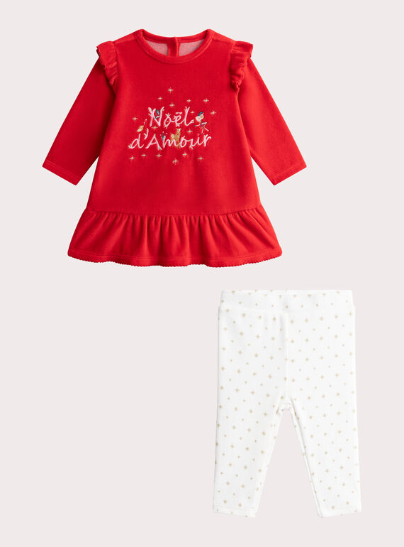 Pyjama en velours thème Noël pour bébé fille VEFIPYJNO / 24WH13B1PYJ509