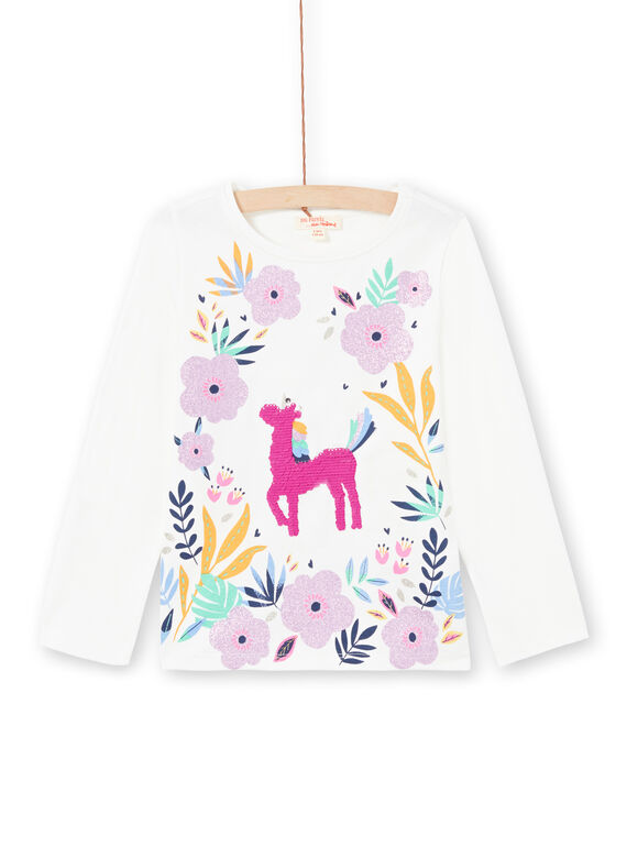 T-shirt écru motif licorne à sequins réversibles enfant fille MAPLATEE2 / 21W901O1TML001