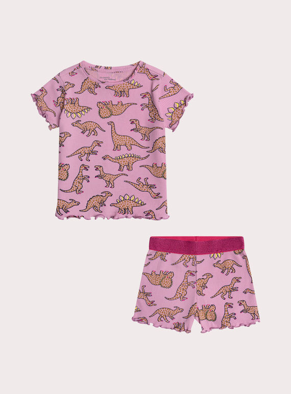 Pyjama dinosaure pour enfant fille WEFAPYJCOT / 25SH11V5PYJH700