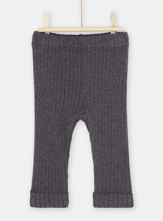 Legging côtelé anthracite bébé fille SYIJOLEGCO3 / 23WI09B5CAL944