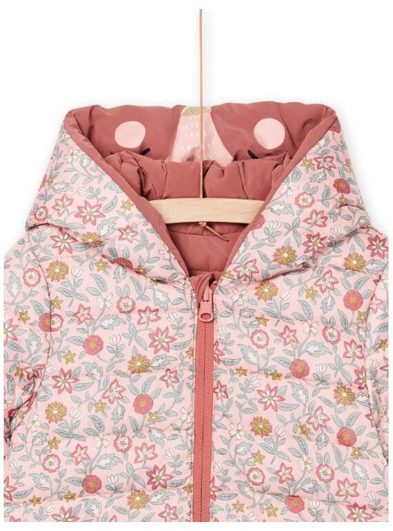 Doudoune à capuche réversible face unie et face imprimé fleuri PAFOXDOUNE / 22W901F3D3ED321