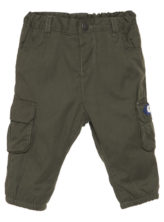 Pantalon polycoton vert militaire bébé garçon GUBRUPAN1 / 19WG10K1PANG631