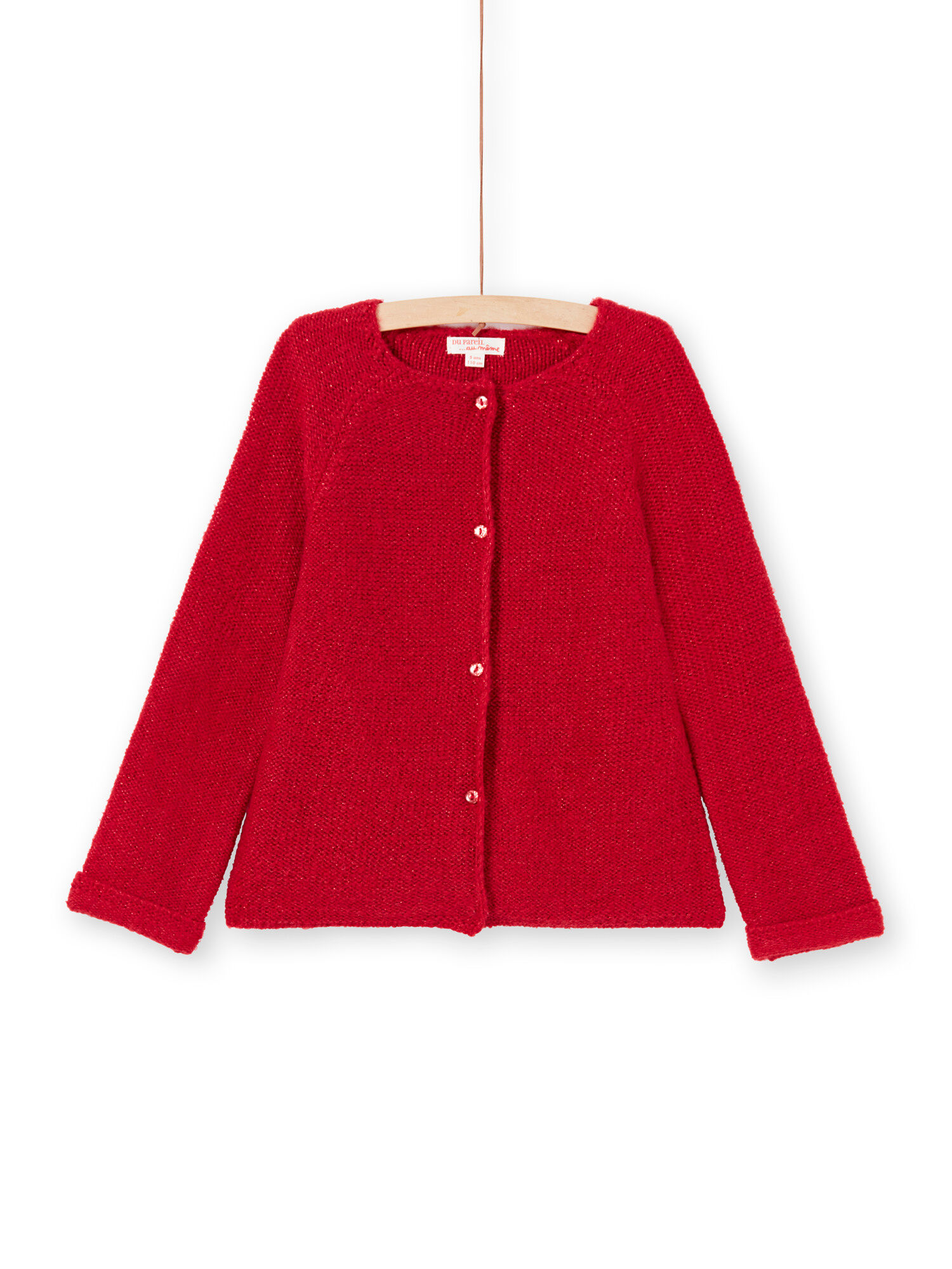 Gilet manches longues uni rouge enfant fille Pull Sweat
