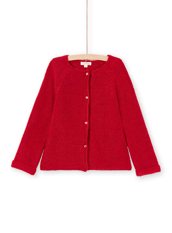Gilet manches longues uni rouge enfant fille MAJOCAR5 / 21W90121CAR511