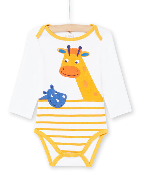 Body blanc et jaune à rayures bébé garçon MEGABODHIP / 21WH14B6BDL000