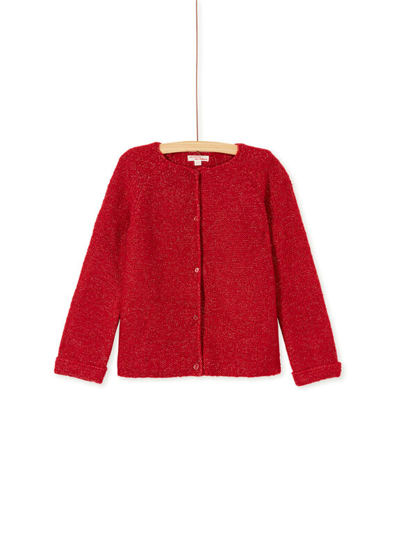 Cardigan manches longue de couleur rouille avec du lurex ton sur ton  KAJOCAR4 / 20W90132D3C408