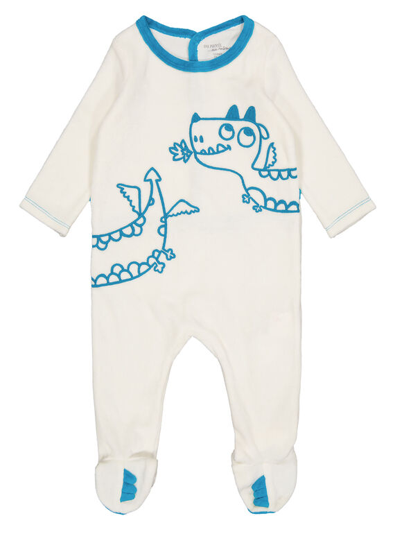 Grenouillère écrue en velours layette garçon GEGAGREDRA / 19WH14N1GRE001