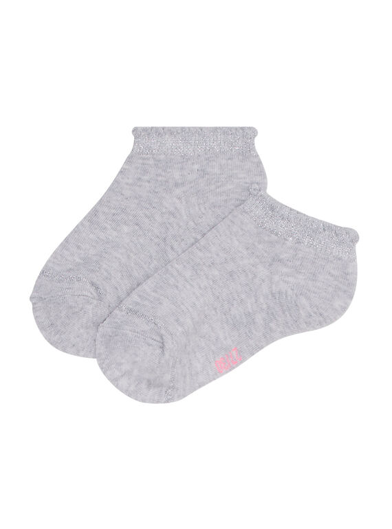 Socquette fille gris chiné avec bord lurex JYAESCHOS2 / 20SI0164SOQ943