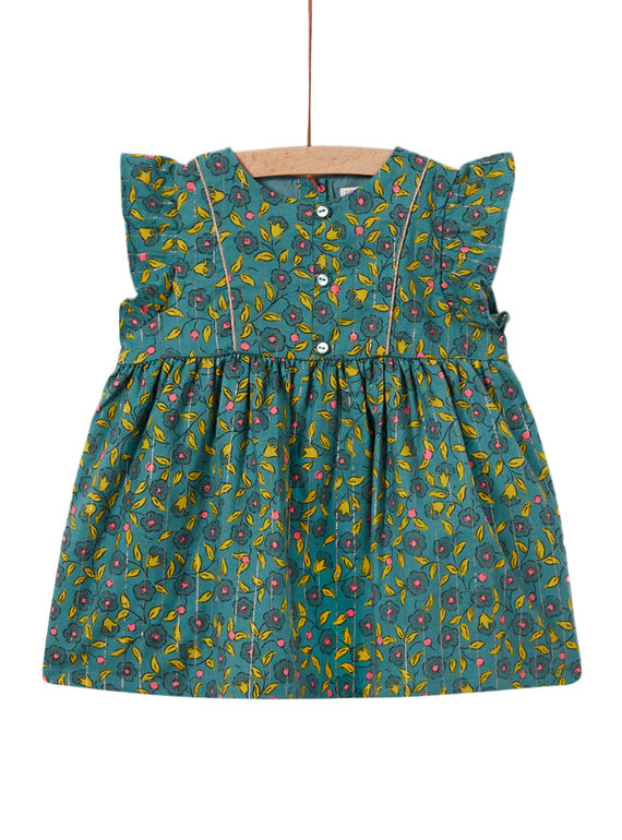 Robe en flanelle imprimé fleuri et rayures bébé fille MIKAROB1 / 21WG09I1ROB612