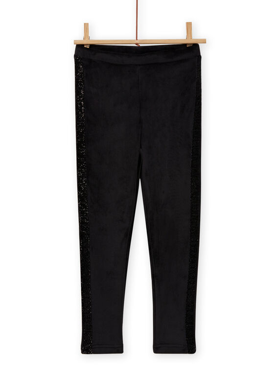 Legging noir uni en velours enfant fille MAJOLEG6 / 21W901N9PAN090