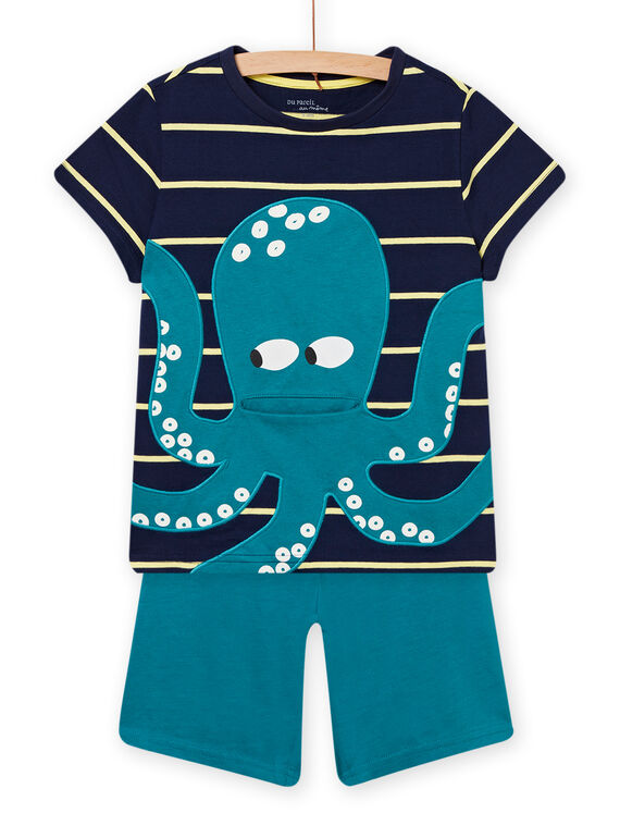 Ensemble de pyjama T-shirt et short bleu nuit enfant garçon NEGOPYCPIEU / 22SH12HCPYJ705