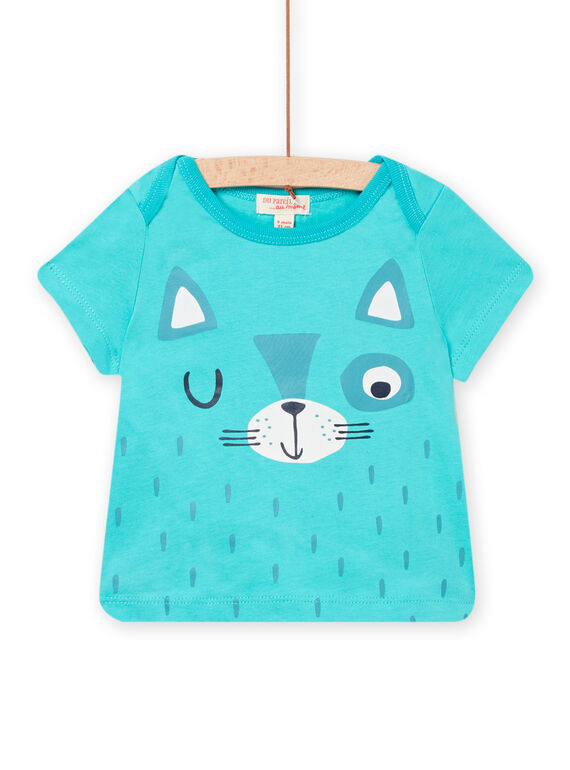 T-shirt manches courtes turquoise bébé garçon NUJOTI4 / 22SG10C1TMC202
