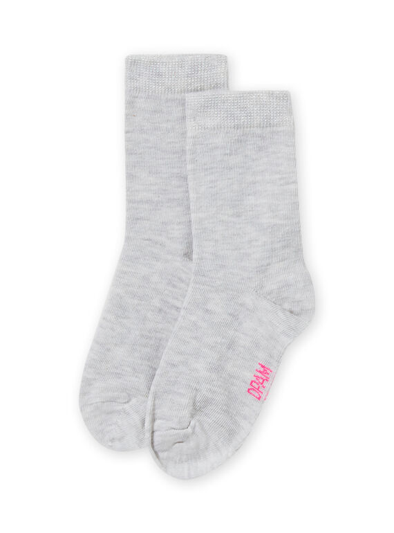 Chaussettes mi-hautes gris chiné enfant fille MYAESCHO2 / 21WI01E9SOQ943