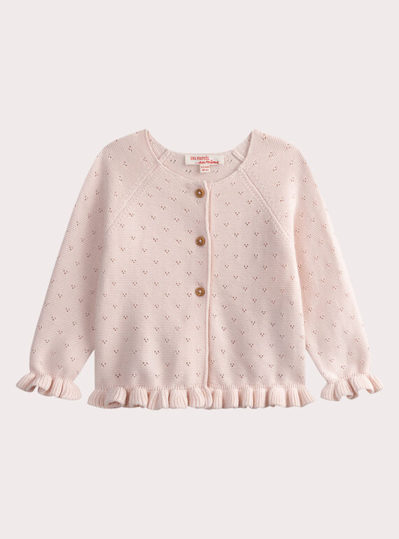 Cardigan Rose dragée pour bébé fille WIMACAR1 / 25SG0962CARD310