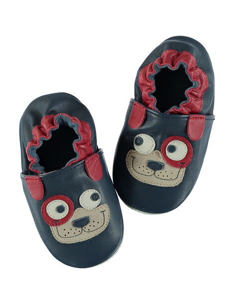 Chausson Cuir Souple Marine Chien Bebe Garcon Chaussons Bebe Dpam