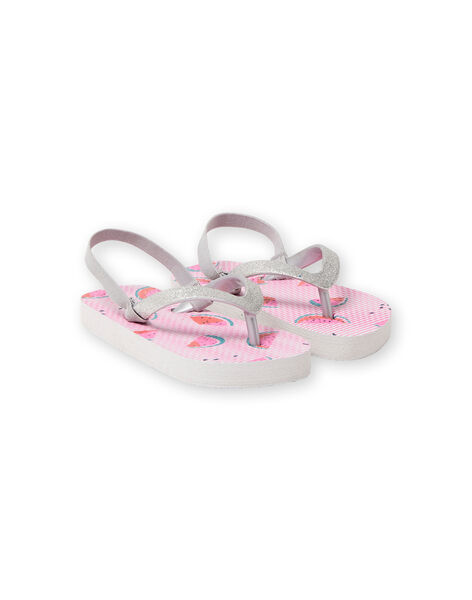 Tongs roses à rayures imprimé pastèque fille LFTONGFRUIT / 21KK3562D01000