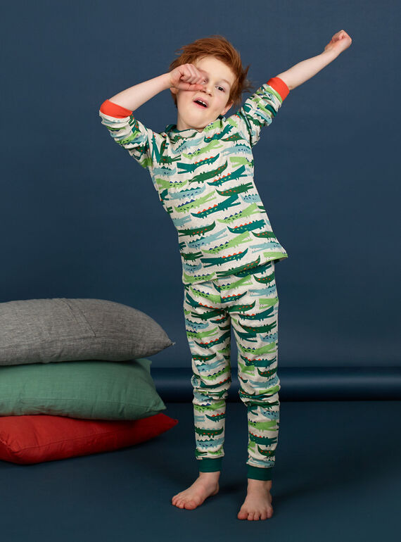 Pyjama enfant garçon en côte imprimé crocodile LEGOPYJCROC / 21SH1211PYJA010