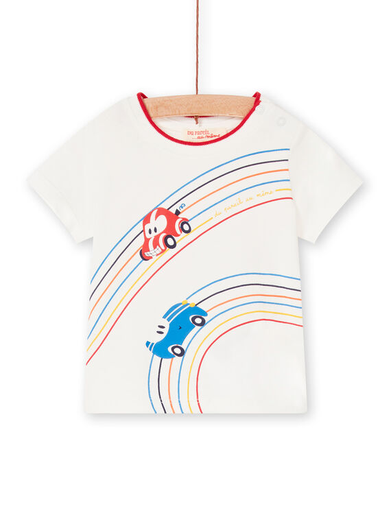 T-shirt écru motif voitures bébé garçon LUHATEE1EX / 21SG10X1TMC001