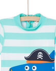 T-shirt de bain anti-UV bleu à imprimé à rayures RYOMERUVTIREQ / 23SI02R2TUVC200