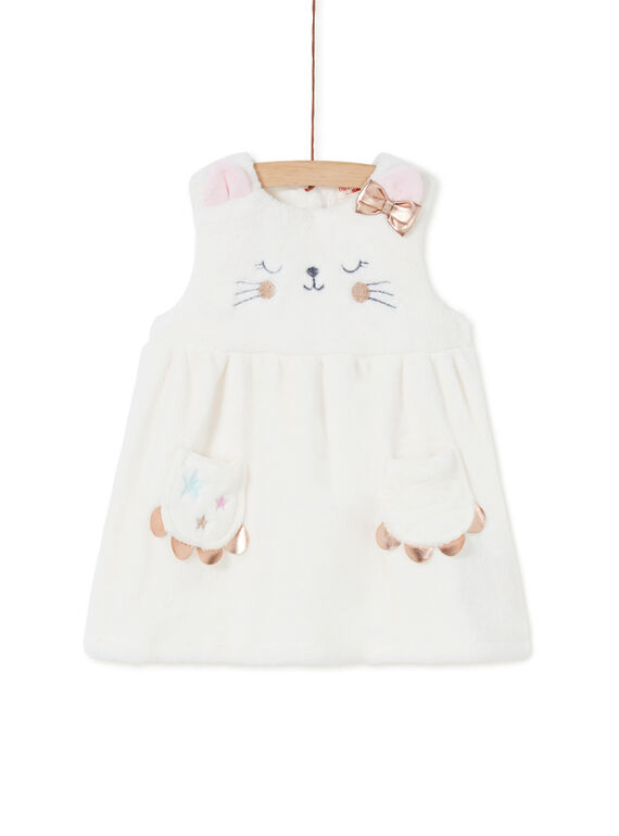 Robe fausse fourrure blanche bébé fille KIBOROB2 / 20WG09N2ROB001