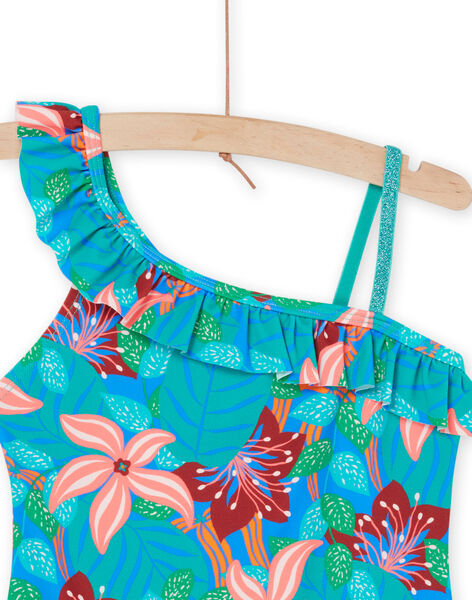 Maillot de bain 1 pièce turquoise à imprimé fleurs RYAMER3 / 23SI01R5MAIC217
