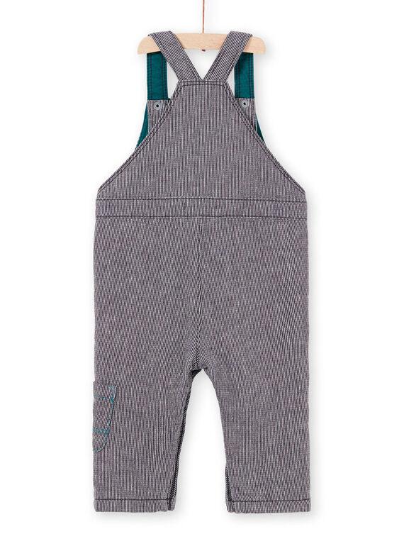 Salopette rayée bleue encre motif chat bébé garçon MUTUSAL1 / 21WG10K2SALC234