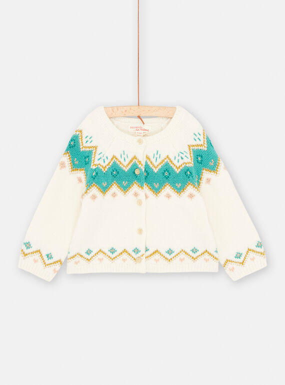 Cardigan écru en tricot pour bébé fille SIDUCAR / 23WG09P1CAR001