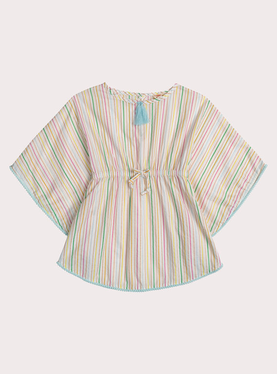 Cape de plage rayée pour fille WYAMERCAP2 / 25SI01N5TDP001