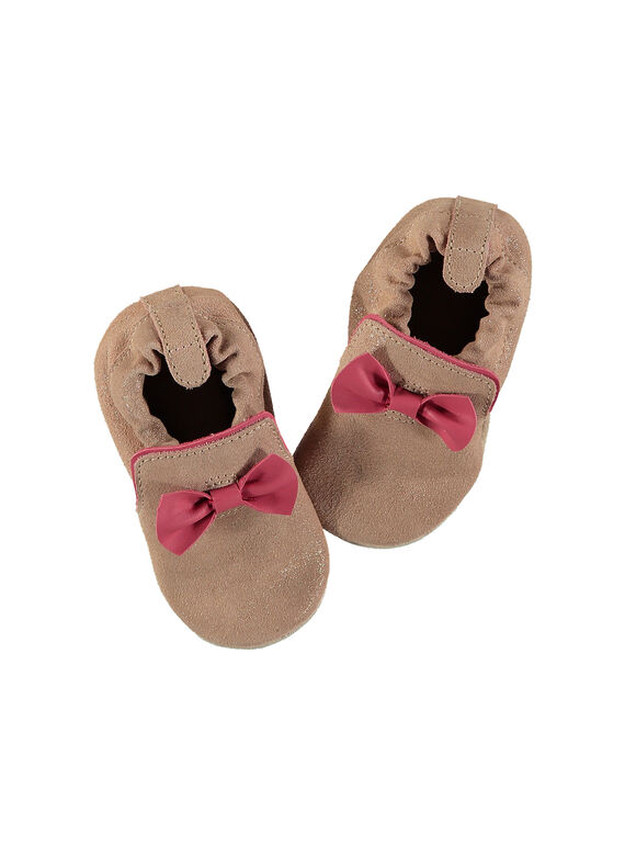 Chausson bébé fille en cuir FNFBOW / 19SK3739D3S301