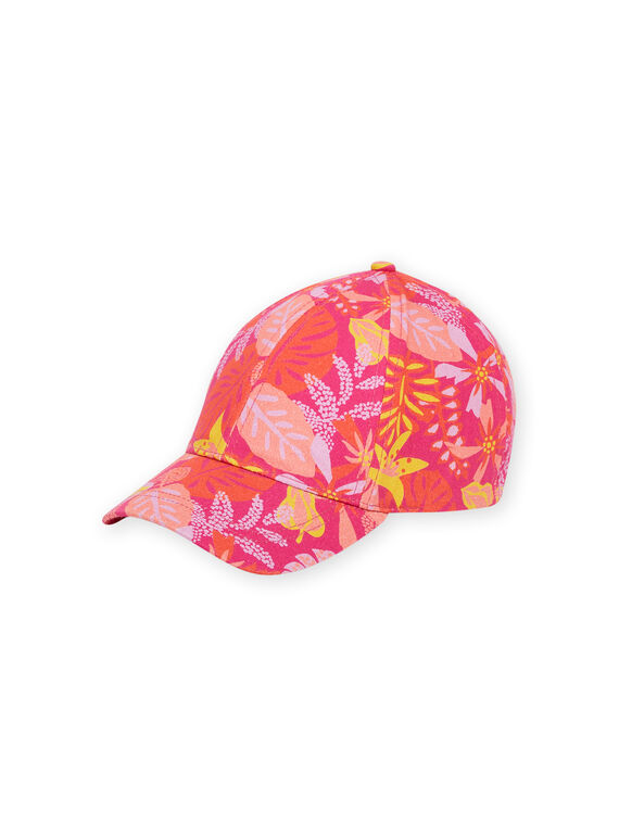 Casquette rose fuchsia à imprimé fleuri enfant fille NYACAP4 / 22SI01C7CHA304