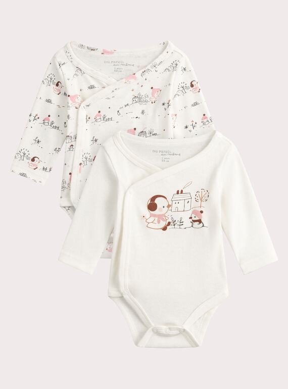 Lot de 2 bodies écrus en côte imprimés VOU2BOD1 / 24WF03D1BDN001