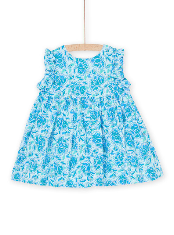 Robe turquoise à imprimé fleurs RIBALROB1 / 23SG09W3ROBC215