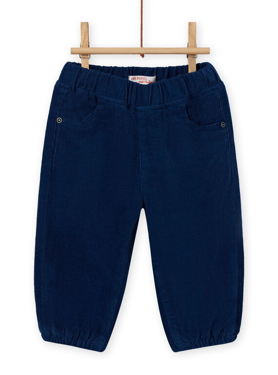 Pantalon bleu nuit en velours côtelé bébé garçon MUJOPAN3 / 21WG1012PAN713