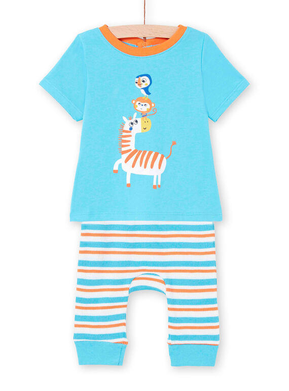 Pyjama motif jungle et legging rayé multicolore bébé garçon LEGAPYJZEB / 21SH14C2PYJC240