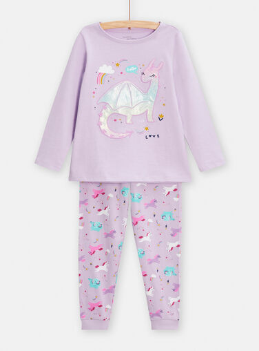 Pyjama ado fille rose avec blouse manches longues à volants et pantalon
